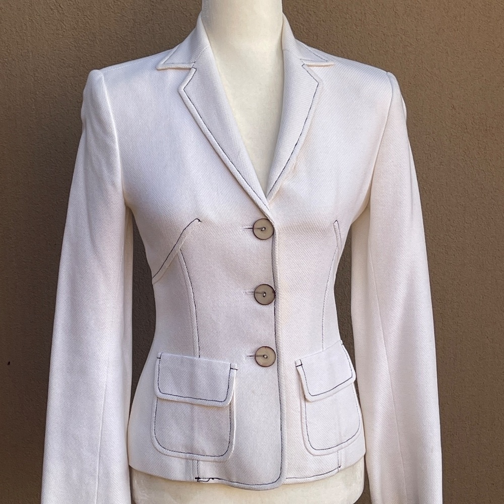 Philippe Adec Paris White/Cream Textured Jacket Blazer. Size 2